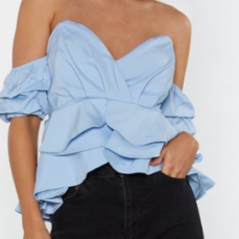 Nasty Gal Off-the-Shoulder Ruffle Blouse NWT